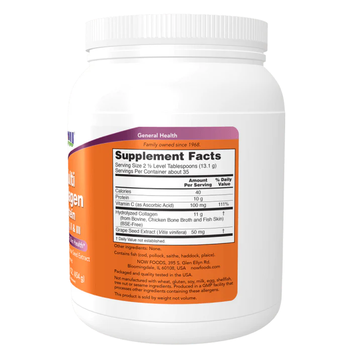 Proteina Multi Colageno Tipos I, II y III en Polvo (16oz/454gr)