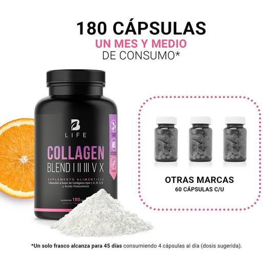 Mezcla De Colágenos Tipo I, II, III, V Y X 180 Cáps. B Life