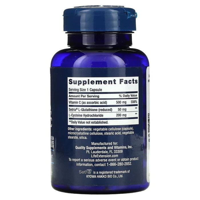 Life Extension, Glutatión, Cisteína y Vitamina C (100 cápsulas)